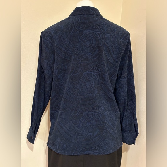 Haggar Vintage Blue & Black Paisley Button Down Collard Shirt Sz 12. Lined. - Picture 8 of 14